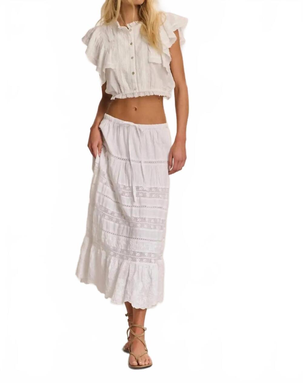 NEW LOVESHACKFANCY donna skirt in white
